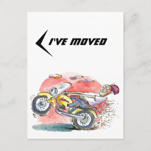Brevkort Motorcyklist Flyttad Ny adress PC Meddelande Vykort
