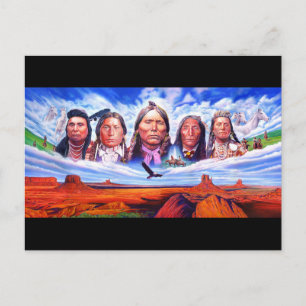 Brevkort Native Indian Chiefs Artwork Vykort