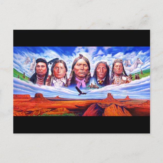 Brevkort Native Indian Chiefs Artwork Vykort (Framsida)