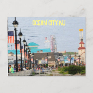 Brevkort på sjöpromenad i Ocean City, New jersey Vykort