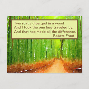 Brevkort - Robert Frost Roads-citat Inbjudan Vykort
