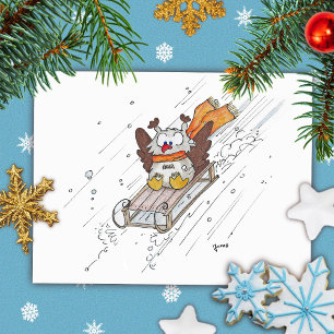 Brevkort SLEDDING UGGLA från Nicole Janes Vykort