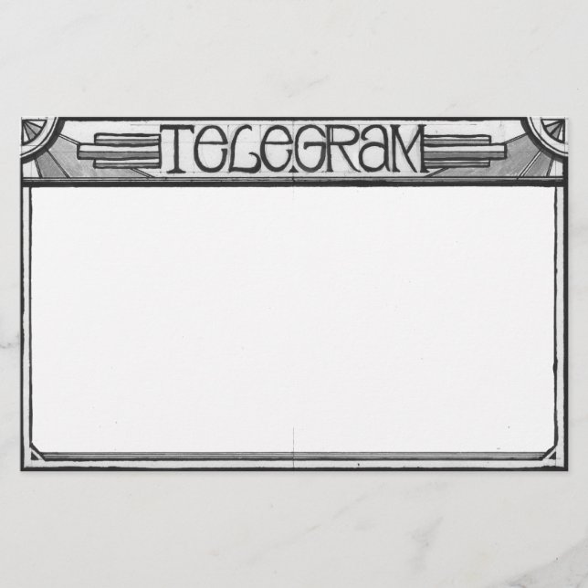 Brevpapper för art décoSteampunk Telegram (Framsida)