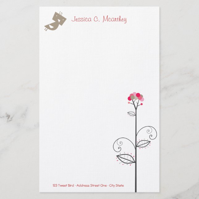 Brevpapper för baby shower för Tweetfågel gullig (Framsida)