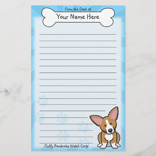 Brevpapper för Corgi Kawaii för fluffig Pembroke (Framsida)