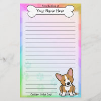 Brevpapper för Corgi Kawaii för röd kofta walesisk