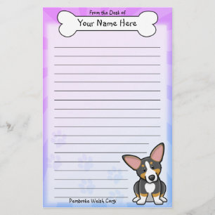 Brevpapper för Corgi Kawaii för Tri Pembroke