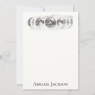 Brevpapper för fåglar för vattenfärgskogmåne julkort