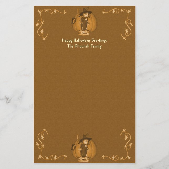 Brevpapper för Halloween kuslig ungehäxor (Framsida)