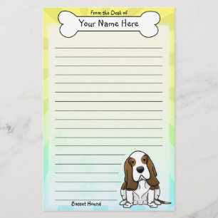 Brevpapper för Kawaii Bassethund