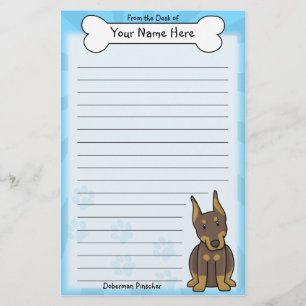Brevpapper för Kawaii röd DobermanPinscher