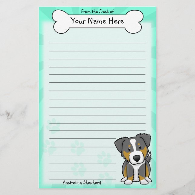 Brevpapper för Kawaii Tri färgaustralian shepherd (Framsida)