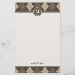 Brevpapper för Monogram för mockaChocca Argyle