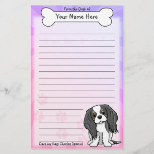 Brevpapper för Spaniel för Kawaii stolt kung