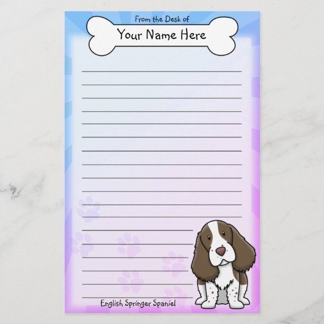 Brevpapper för Spaniel Kawaii för engelsk Springer (Framsida)
