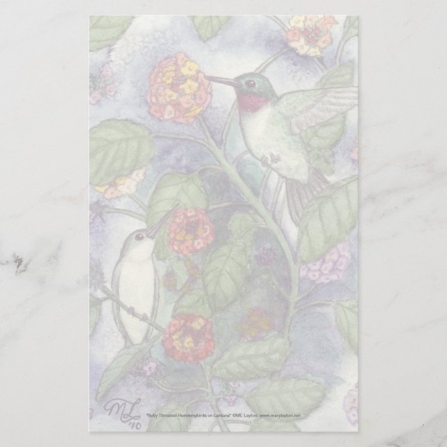 Brevpapper för Throated "Hummingbirds för Ruby" (Framsida)