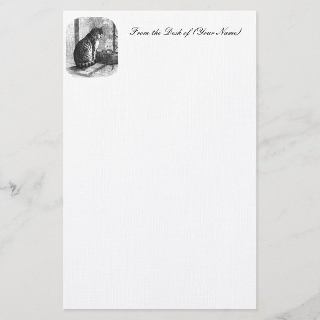 Brevpapper för vintagekattillustration (Framsida)