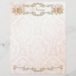 Brevpapper gammal rosa lotusblomma papper guld pär