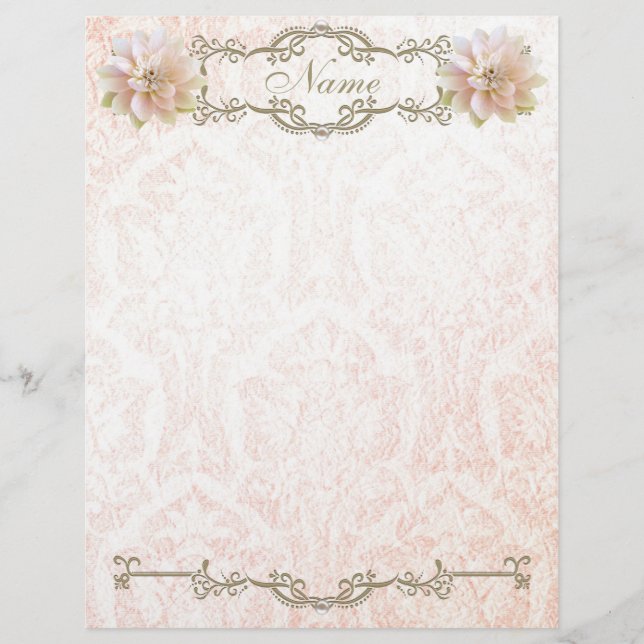 Brevpapper gammal rosa lotusblomma papper guld pär (Framsida)
