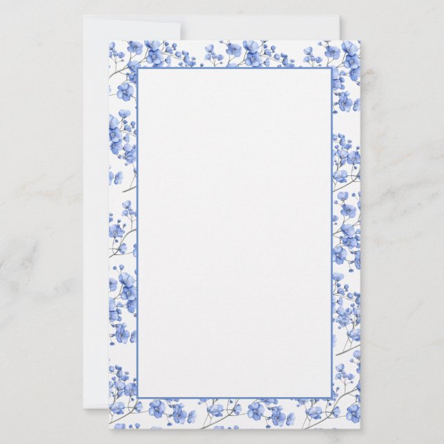 Brevpapper med blåa blommor (Framsida)