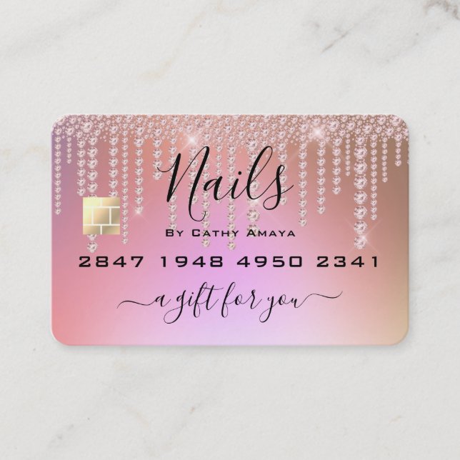 Brevsintyg för Diamond Rosa Faux Kredit Card Visitkort (Framsida)