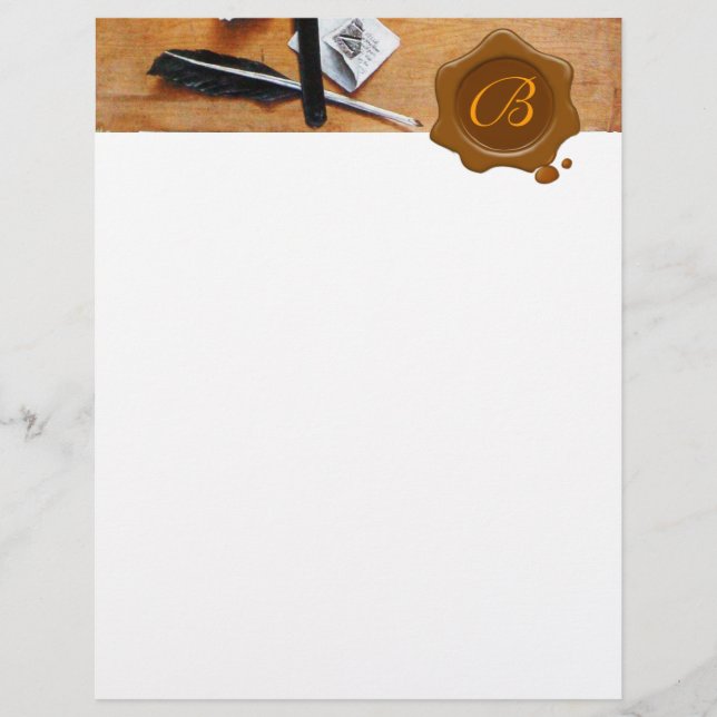 BREVSTÄLLARE I TRÄ BRUN VAXSIGILL MONOGRAM (Framsida)