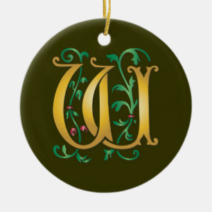 BrevW-Monogram Julgransprydnad Keramik
