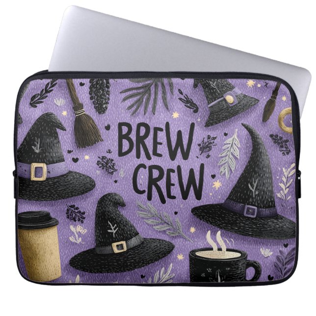 Brew Crew Graphic with Witch Hats, Kaffe koppar Laptop Fodral (Framsidan)