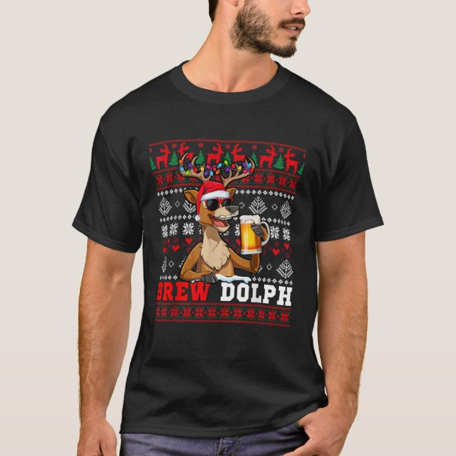Brew Dolph Costume Drunker Reindeer Sunglasses Dri T Shirt (Framsida)