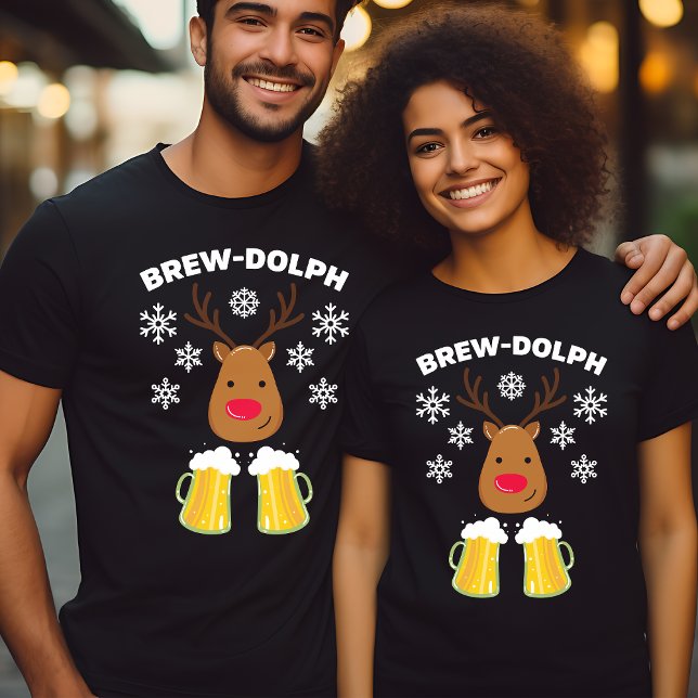 Brew-Dolph Rolig Ren Beer Jul Rudolf T Shirt (Skapare uppladdad)