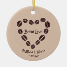 Brew Kärlek Coffee Bean Heart Julgransprydnad Keramik