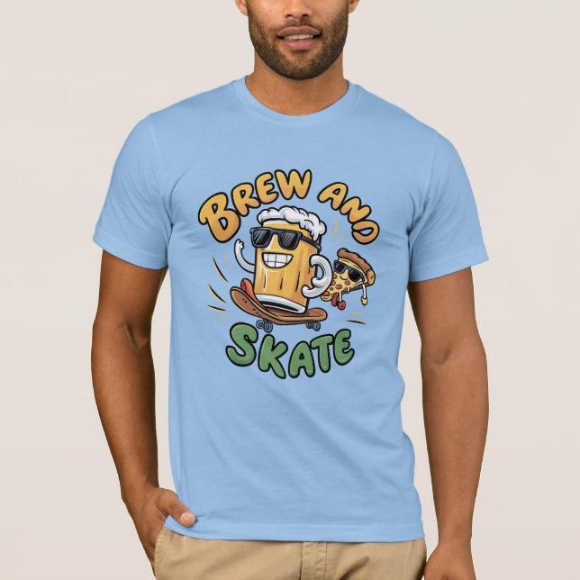 Brew och Skate Funny T-Shirt (Framsida)