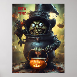 Brew Time AI Fantasy Digital Art Print Skräck Poster