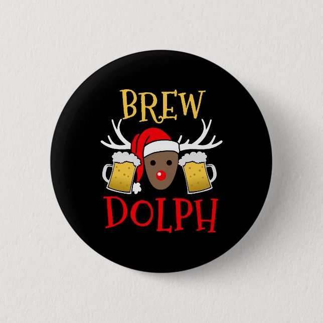 Brewdolph - Funny Reindeer Beer julgåva Knapp (Framsida)