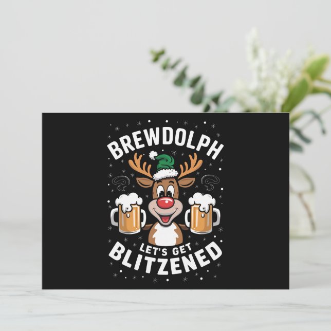 Brewdolph Låt oss bli Blitzened Jul Julens Ren B Julkort (Stående Fram)