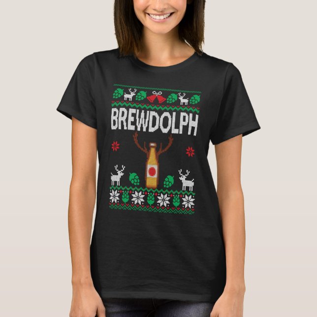 Brewdolph Ugly Christmas Beer  Craft Beer Brewer T Shirt (Framsida)