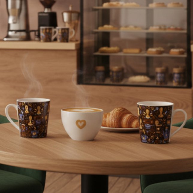 Brewed for [Name] — folk coffee pattern in cocoa Mugg (Skapare uppladdad)