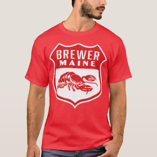 Brewer Maine Retro Shield Red T Shirt