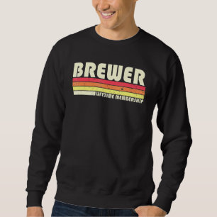 Brewer Surname Retro Vintage 80s 90-tal födelsedag Lång Ärmad Tröja
