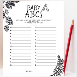 Brewery Baby - B&W - Baby Shower Baby ABCs-spel