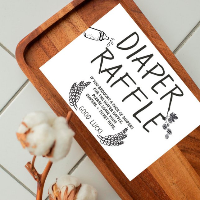 Brewery Baby - B&W - Diaper Raffle Inbjudan Insert (Skapare uppladdad)