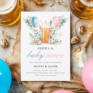 Brews & Baby News Gender Reveal Party Inbjudningar
