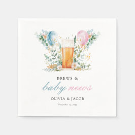 Brews & Baby News Gender Reveal Party Pappersservett