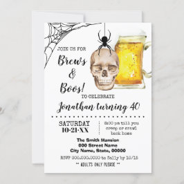 Brews & Boos Halloween Vuxen Birthday skallöl Inbjudningar