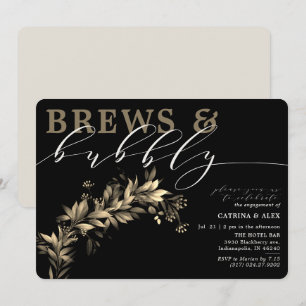 Brews Bubly Black Beig Greenery Förlovningsfest Inbjudningar