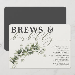 Brews Bubly Grått Faded Greenery-Förlovningsfest Inbjudningar