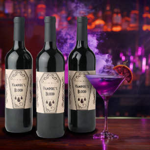 Brews och Boos Vampire Blood Apothecary Vinflaska Etikett