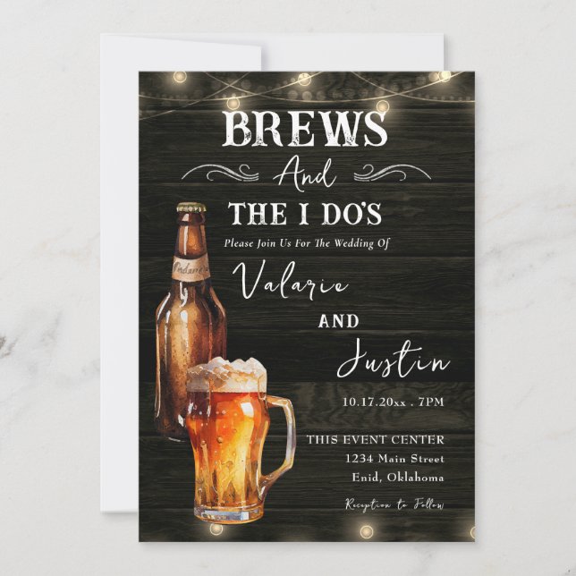 Brews och jag Avslappnad bröllopsinbjudan Inbjudningar (Framsida)