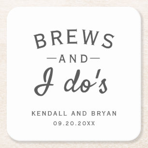 Brews och jag Underlägg Pappert om Brewery Bröllop Papper Kvadrat