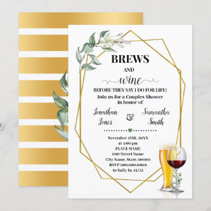 Brews & Vin innan jag gör Greenery Möhippa Inbjudningar